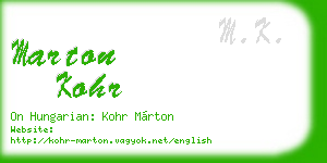 marton kohr business card