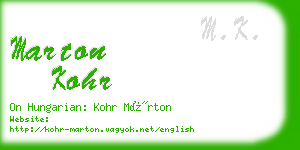 marton kohr business card